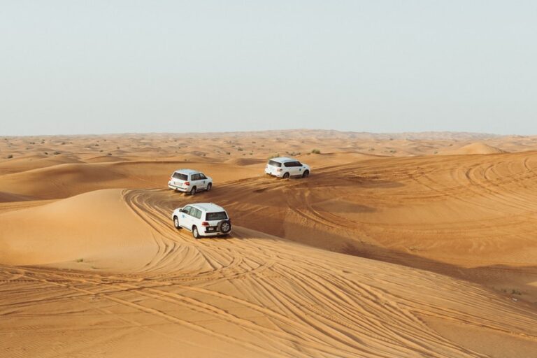 three cars on the desert